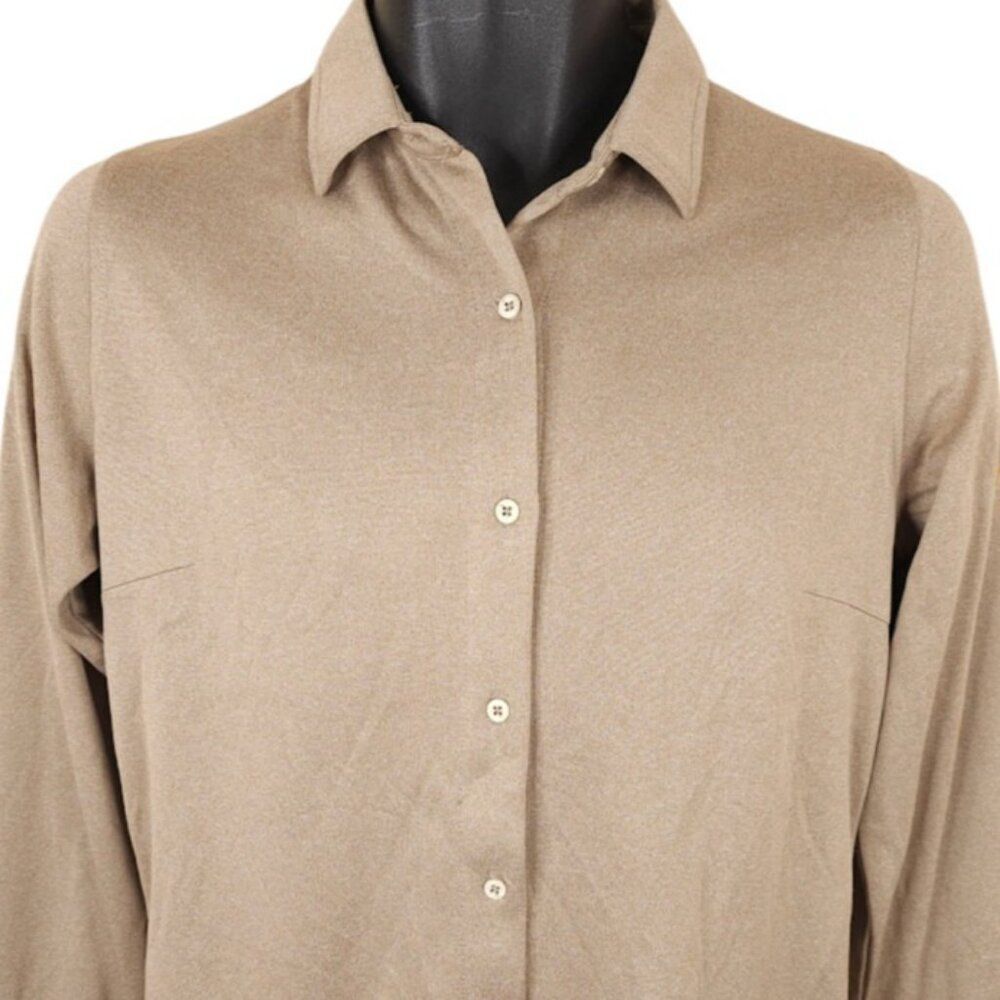Microsoft Button Up Shirt Womens Size Small Brown Staff Employee Long Sleeve